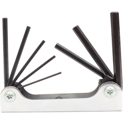 Klassischer klappbarer Sechskantschlüssel mit Stahlgriff – 7-teiliges Set (metrisch)