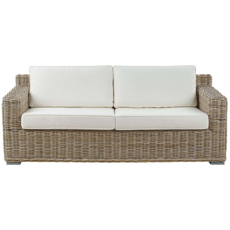 Beliani Gartensofa 2-sitzer Ardea Rattan Hellbraun