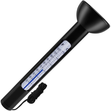 Klassisches schwarzes Schwimmthermometer  Universelles Thermometer für Pools, Whirlpools und Duschen  Leicht ablesbarer und robuster Wassertemperaturmonitor für Schwimmbäder