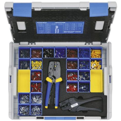 Klauke LBOXX230B Assortiment de cosses à sertir pince à sertir incluse, avec pince à dénuder, cosse clip incluse, cosse languette incluse, cosse C001651
