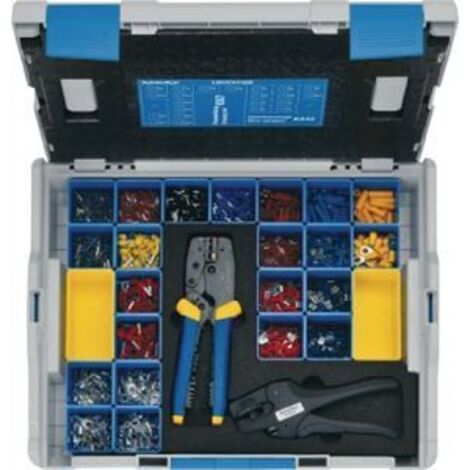 Klauke LBOXX230B Quetschverbinder-Sortiment inkl. Crimpzange, inkl. Abisolierzange, inkl. Flachsteck