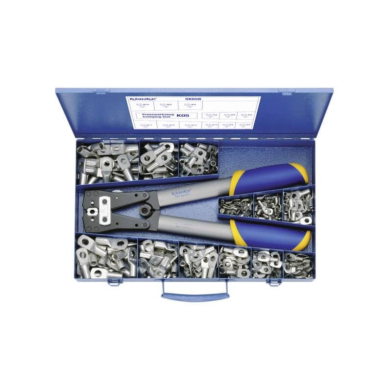 Klauke SK65B Assortiment de cosses à sertir pince à sertir incluse Section max.=50 mm² non isolé argent 261 parties C009991