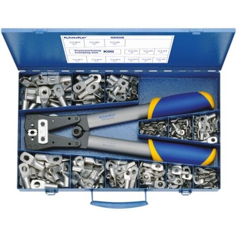 Klauke SK65B Quetschverbinder-Sortiment inkl. Crimpzange Querschnitt (max.)=50 mm² Unisoliert Silbe