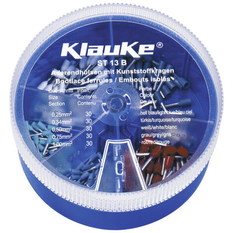 Klauke ST13B Aderendhülsen-Sortiment 0.25 mm², 0.34 mm², 0.5 mm², 0.75 mm², 1 mm² Teilisoliert Hellb