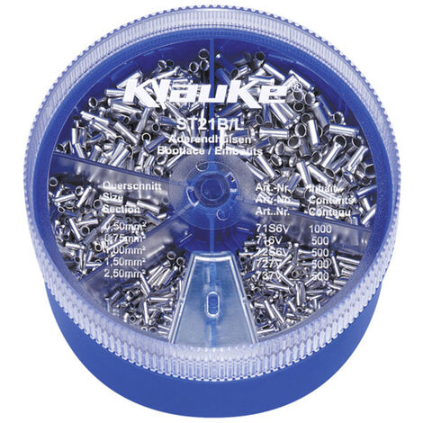 Klauke ST21B Aderendhülsen-Sortiment 0.5 mm², 0.75 mm², 1 mm², 1.5 mm², 2.5 mm² Unisoliert Silber 30