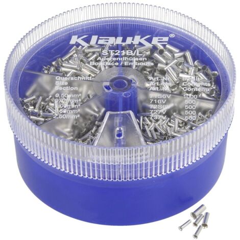 Klauke ST21B Assortimento Capicorda 0.5 mm², 0.75 mm², 1 mm², 1.5 mm², 2.5 mm² Non isolato Argento 3000 Parti