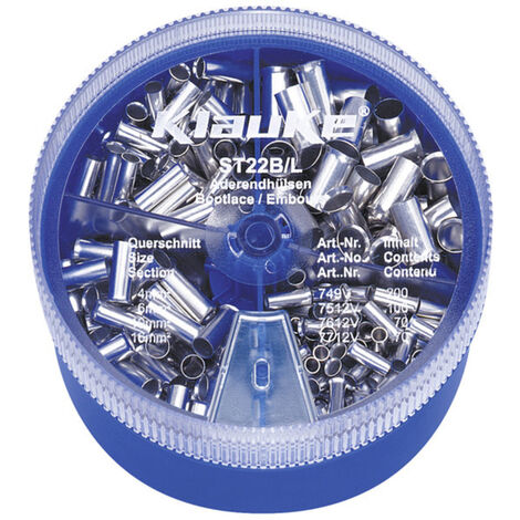 Klauke ST22B Aderendhülsen-Sortiment 4 mm², 6 mm², 10 mm², 16 mm² Unisoliert Silber 440 Teile