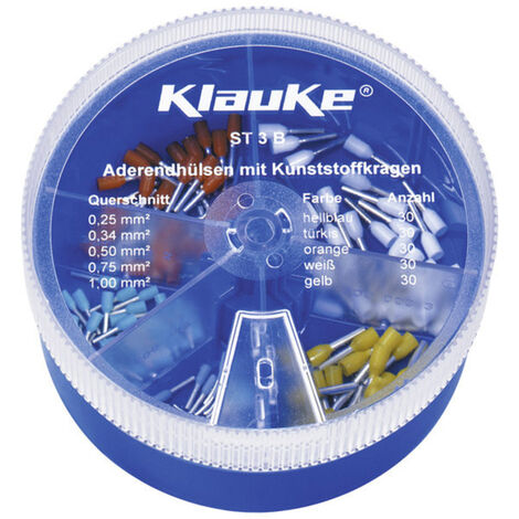 Klauke ST3B Aderendhülsen-Sortiment 0.25 mm², 0.34 mm², 0.5 mm², 0.75 mm², 1 mm² Teilisoliert Hellbl