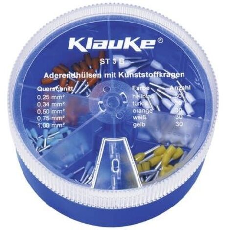 Klauke ST3B Assortimento Capicorda 0.25 mm², 0.34 mm², 0.5 mm², 0.75 mm², 1 mm² Parzialmente isolato Azzurro, Bianco, G