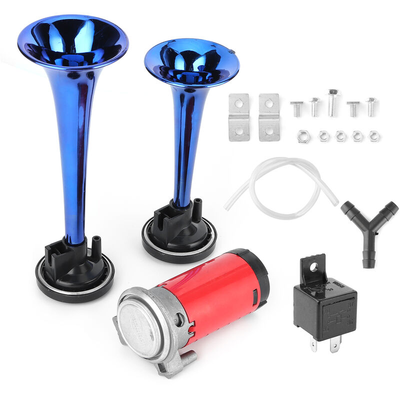 ZY - Jeffergarden Klaxon à air 12 v 178 dB double trompette avec compresseur d'air pour voiture, moto, bateau, camion
