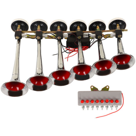 Klaxon à Air à 6 trompettes, 12V, 24V, 160db, très fort, électrique, forte pression, pour camions, bus, bateaux