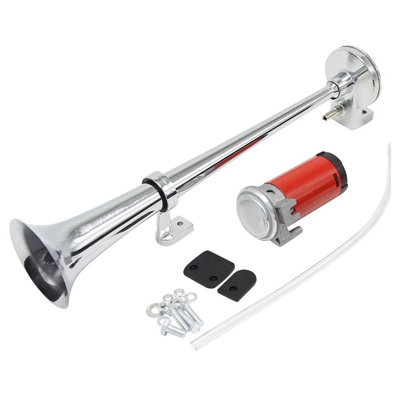 Klaxon Camion 12v Blanc Zinc Tube 450mm Longueur Trompette Tracteur Corne 150db 12V Haut Parleur de Voiture Camions Motos et SUV (Argent)