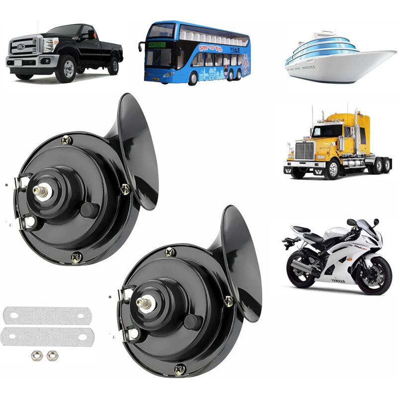 Tigrezy - Klaxon de train pour camion 300db Haut - parleur d'escargot pneumatique électrique, trousse de klaxon de train étanche 12V, camion,