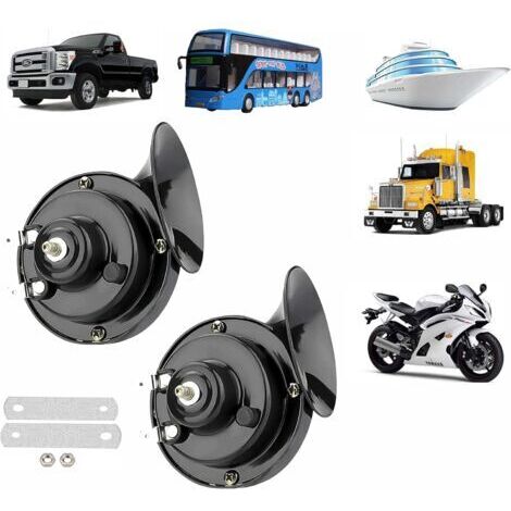 Klaxon de train pour camion 300db Haut - parleur d'escargot pneumatique électrique, trousse de klaxon de train étanche 12V, camion, voiture, moto, vélo et bateau super Haut - parleur 2pcs