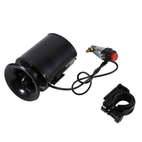 Klaxon Électronique Puissant 6 Tons Noir pour Guidon de Vélo, Sonnette d'Alarme avec Haut-Parleur