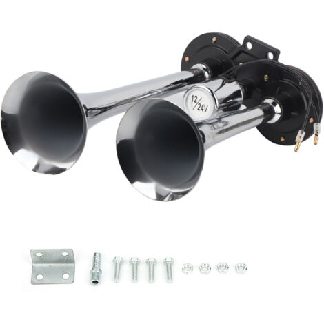 Klaxon Pneumatique Automobile Double Trompette 130dB ABS Métal