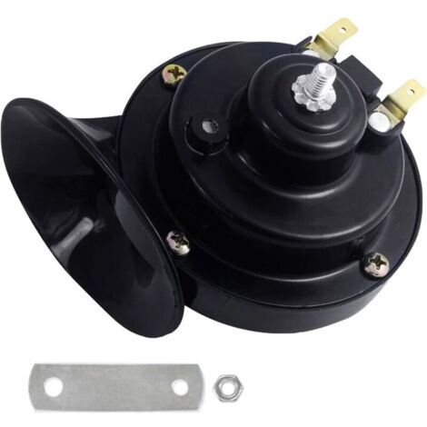 Klaxon pneumatique escargot 12 V 115 dB, étanche, pour voiture, camion, moto et bateau (noir)