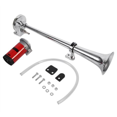 Klaxon pneumatique pour camion, 150 dB, argenté, trou de 10 mm, chromé, zinc inoxydable, 12 V, bateau, trompette simple  pour camion, voiture