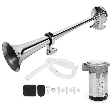 Klaxon pneumatique pour voiture 17 pouces 150 dB 180 W, sirène à pompe, compresseur simple pour camion, voiture, bateau, moteur, argent