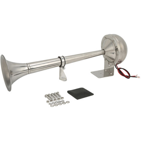 Klaxon pneumatique universel à trompette unique puissante 328 dB 12 V 30 W VXH1112MAR‑C en acier inoxydable pour bateaux, camping-cars et yachts