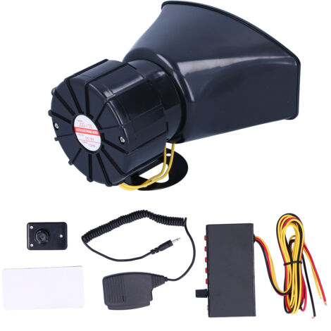 Klaxon Voiture 12V 100W 125DB - Avertisseur 5 Sons pour Urgence, Alarme Incendie, Moto