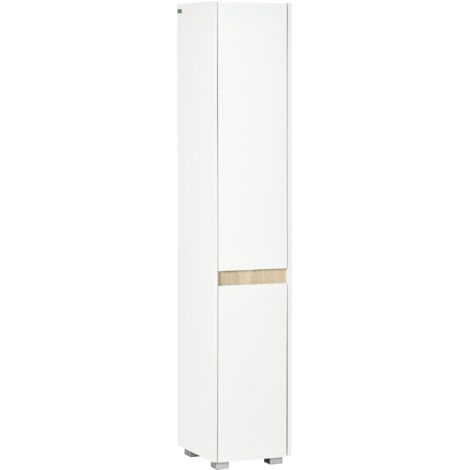 kleankin 5-Tier Modern Tall Bathroom Cabinet with Adjustable Shelves White
