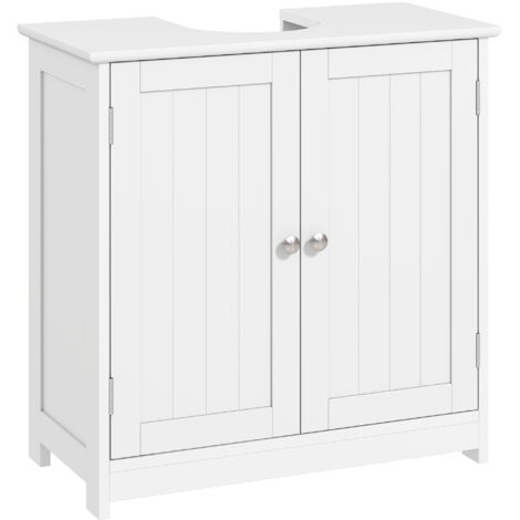 kleankin 60x60cm Under-Sink Storage Cabinet w/ Adjustable Shelf  White