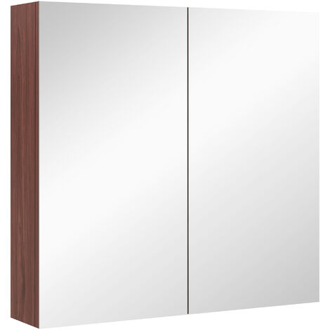 kleankin 63Wx60H cm Double Door Wall-Mount Bathroom Mirrored Cabinet Medicine