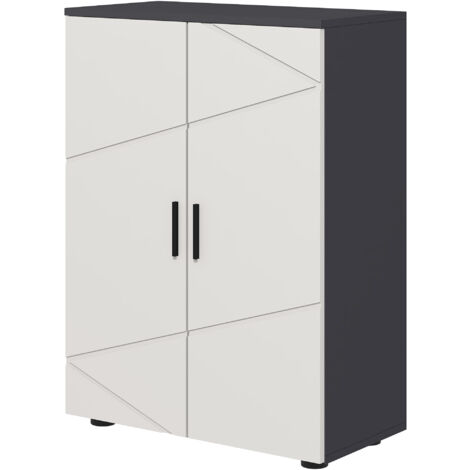 kleankin Armadietto Bagno 2 Ante in Legno con 3 Ripiani 60x30x82cm Grigio