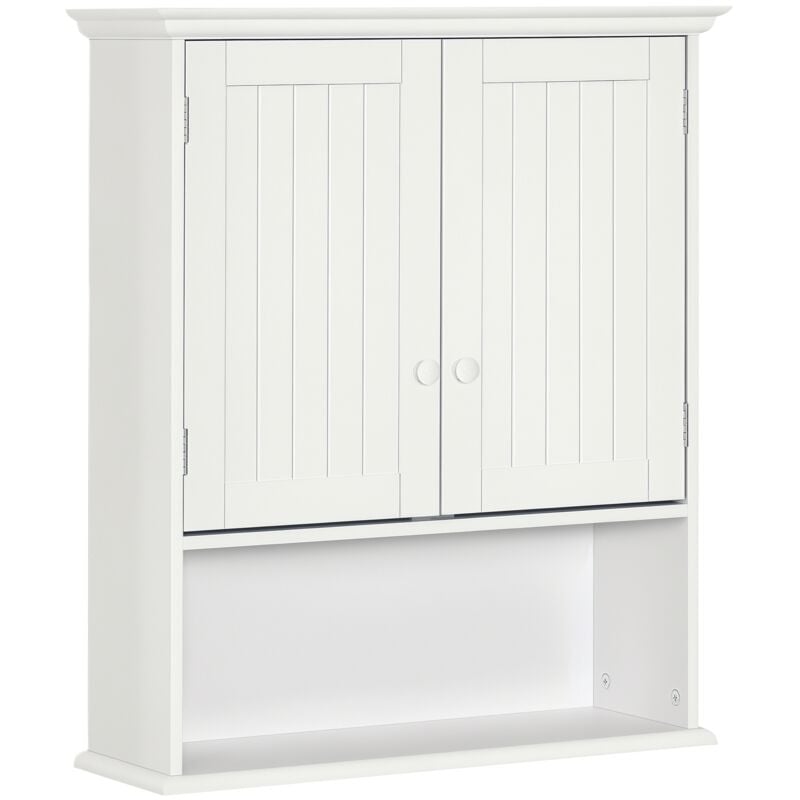 

Kleankin - Armario Baño de Pared con 2 Puertas Estante Interior Ajustable y Compartimento Abierto Mueble Auxiliar Suspendido Multiusos para Cocina