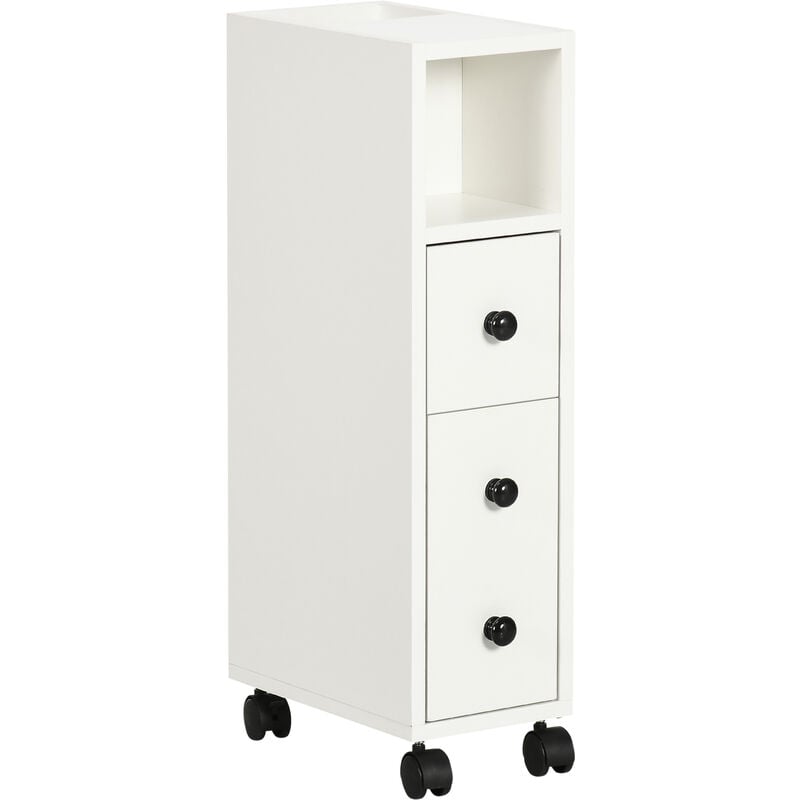 

Armario de Baño Mueble para Baño Espacio Limitado con Ruedas Universales 2 Frenos Estantes Abiertos Armario Cajón 18x30x68,5 cm Blanco - Blanco