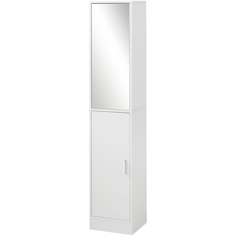 

Kleankin - Armario para Baño Alto Mueble Columna de Baño con Espejo 2 Puertas y Estantes Interiores Ajustables Multiusos para Cocina Salón 32x28x162