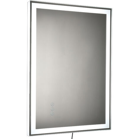 kleankin Badezimmerspiegel LED-Spiegel Nebelfreier Wandspiegel Touch-Schalter 3 Farben Alu 70 x 50 x 3 cm - silber