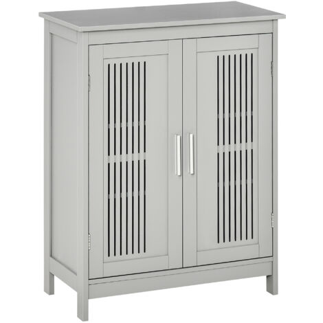 kleankin Bathroom Cabinet, Freestanding Floor Cabinet with Storage, Grey