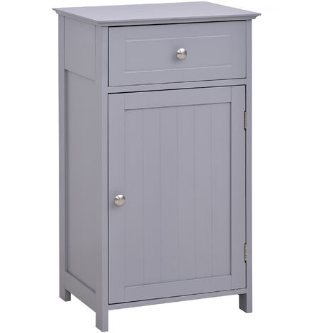 main image of "kleankin Bathroom Cabinet with Drawer and Shelf, Toilet Vanity Cabinet for Toilet Paper, Towels or Shampoo, Grey"