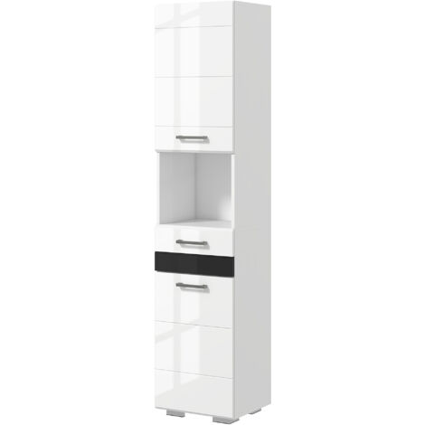 kleankin Colonna Bagno in MDF con Ripiano Aperto Cassetto e Armadietto Chiuso