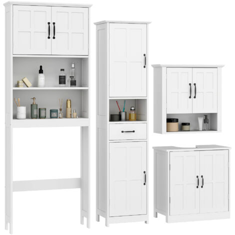 kleankin conjunto incluye 1 columna de baño 1 mueble para debajo del lavabo 1 armario de baño de pared 1 mueble sobre inodoro con estantes ajustables