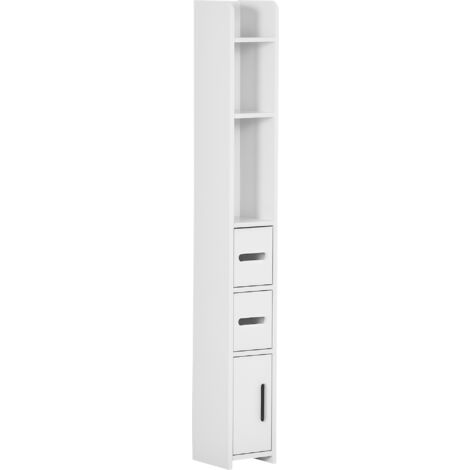 kleankin Freestanding Bathroom Cabinet w/ Open Shelves 3 Cupboards White