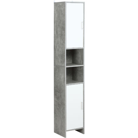 main image of "kleankin Freestanding Tallboy Bathroom Storage Cabinet w/ Cupboards Shelves"