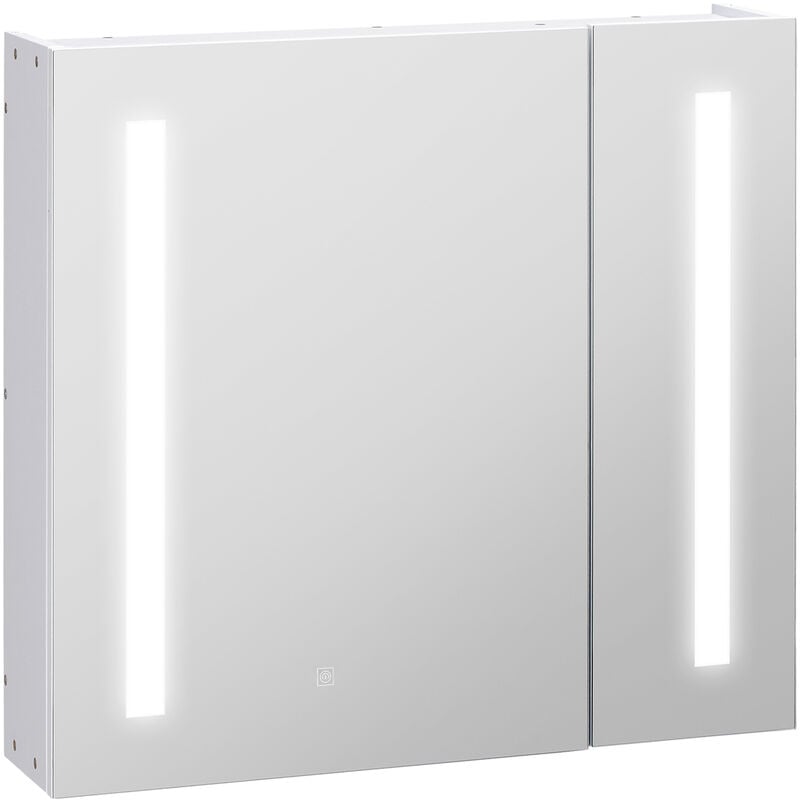Led Illuminated Mirror Cabinet with Lights, Touch Switch, for Bathroom - White - Kleankin