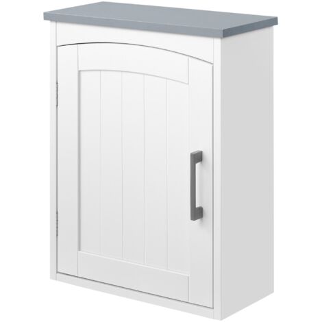 kleankin Meuble wc suspendu armoire à pharmacie murale armoire salle de bain rangement avec porte et étagère réglable - 41 x 18,5 x 52 cm - MDF - blanc