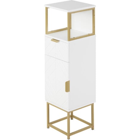 kleankin Mobile Bagno con Armadietto, Cassetto e Ripiano in Legno e Metallo