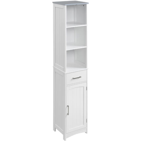 kleankin Mobile bagno Scaffale a 3 Ripiani 1 Cassetto 1 Armadietto in MDF