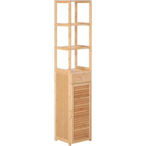 kleankin Mobile da Bagno Alto e Salvaspazio in Bambù color Legno 32x30x163 cm