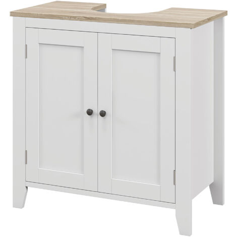 kleankin Mobile Sotto Lavabo Bagno a U con Ripiano Regolabile Interno in MDF