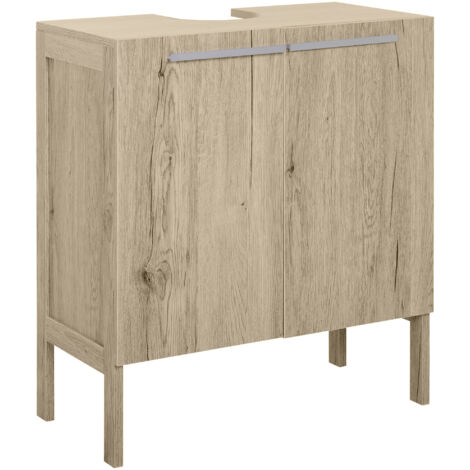 kleankin Mueble Bajo de Lavabo para Baño Compacto con 2 Puertas de Armario 60x30x70 cm