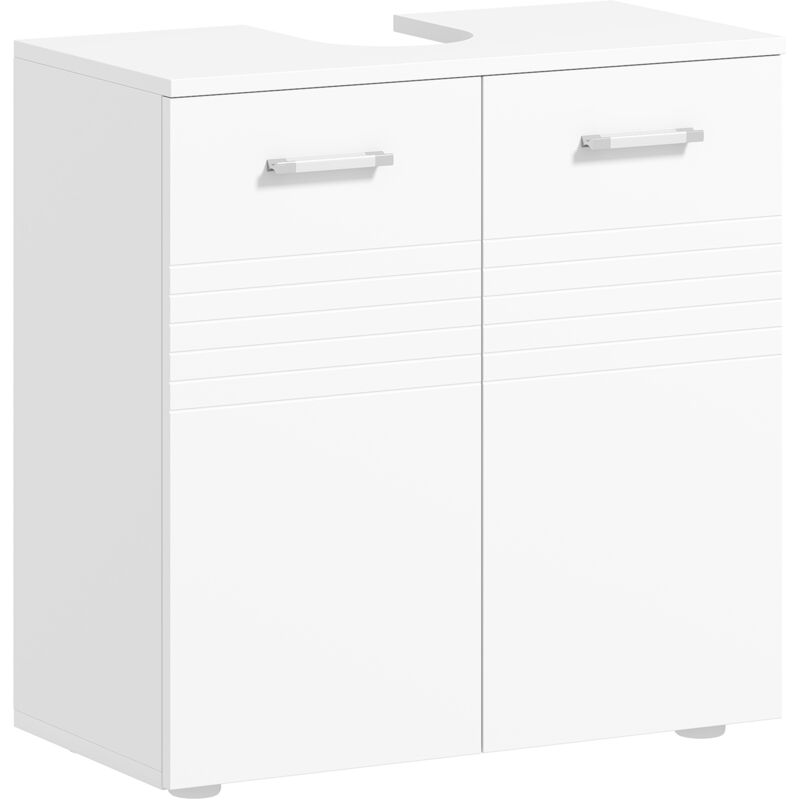 

Mueble para Debajo del Lavabo Armario de Baño Madera con 2 Puertas y Estante Interior Ajustable Estilo Moderno 60x30x62,5 cm - Blanco