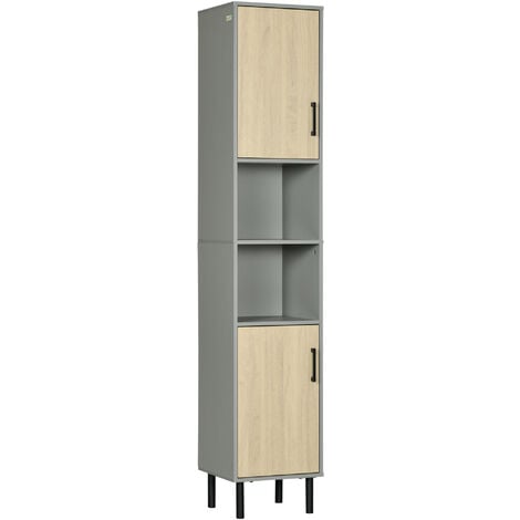 kleankin Tall Bathroom Storage Cabinet, Slim Floor Cabinet for Living Room