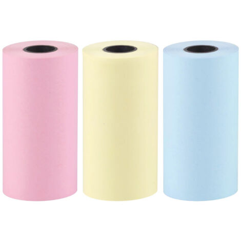 Klebebandrollenpapier für Mini Cat Thermodrucker, 3 Farben SET à 3 Stück.