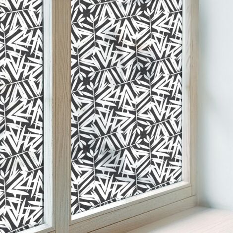 Klebefolie 50x146 cm Folie für Badezimmer PVC Sichtschutz Fenster Milchglas Selbstklebend Blickdicht Dekorfolie Dekorativ Geometrische Blätter